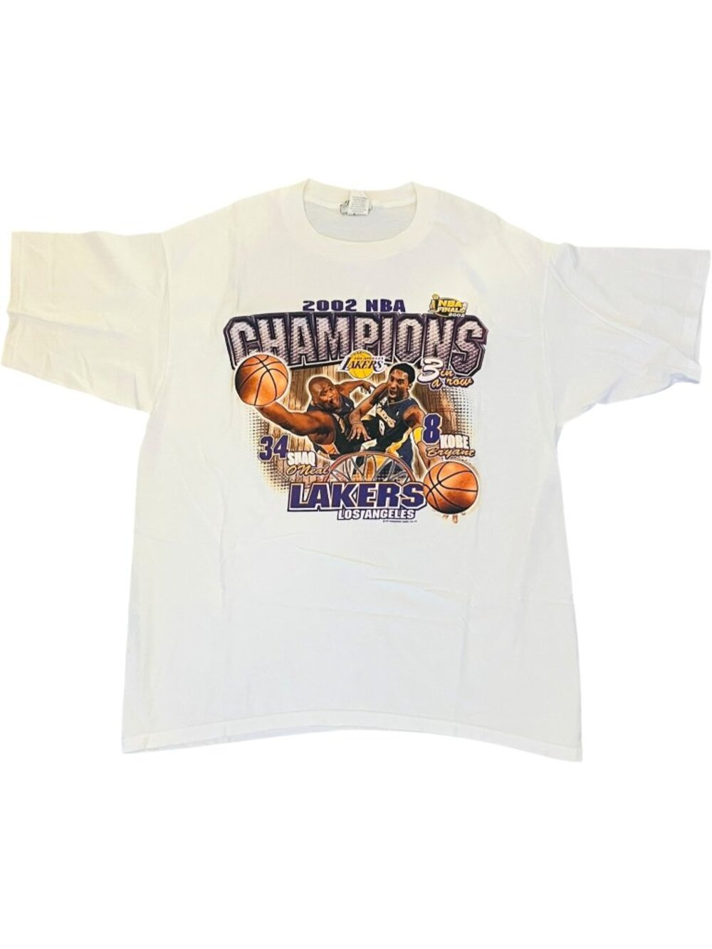 Lakers NBA Finals 2002 / 3 in a row / Kobe & Shaq Vintage T-Shirt - Men's Large